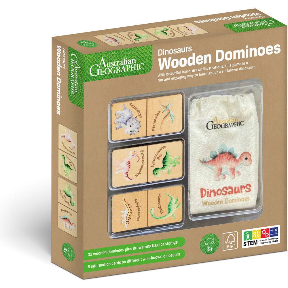 Australian Geographic Wooden Dominoes Value Pack - Dinosaur & Australian Flora