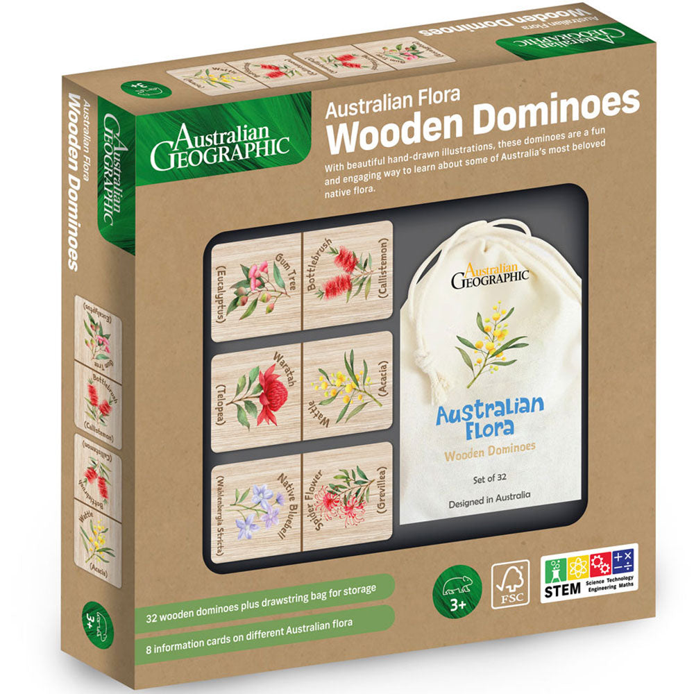 Australian Geographic Wooden Dominoes Value Pack - Dinosaur & Australian Flora