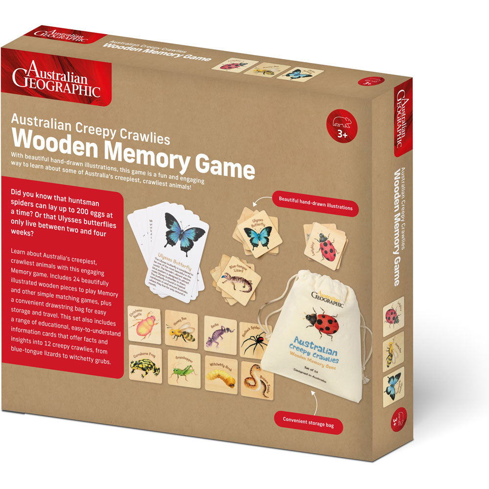 Australian Geographic Wooden Memory Games Value Pack - Australian Animals & Australian Creepy Crawlies