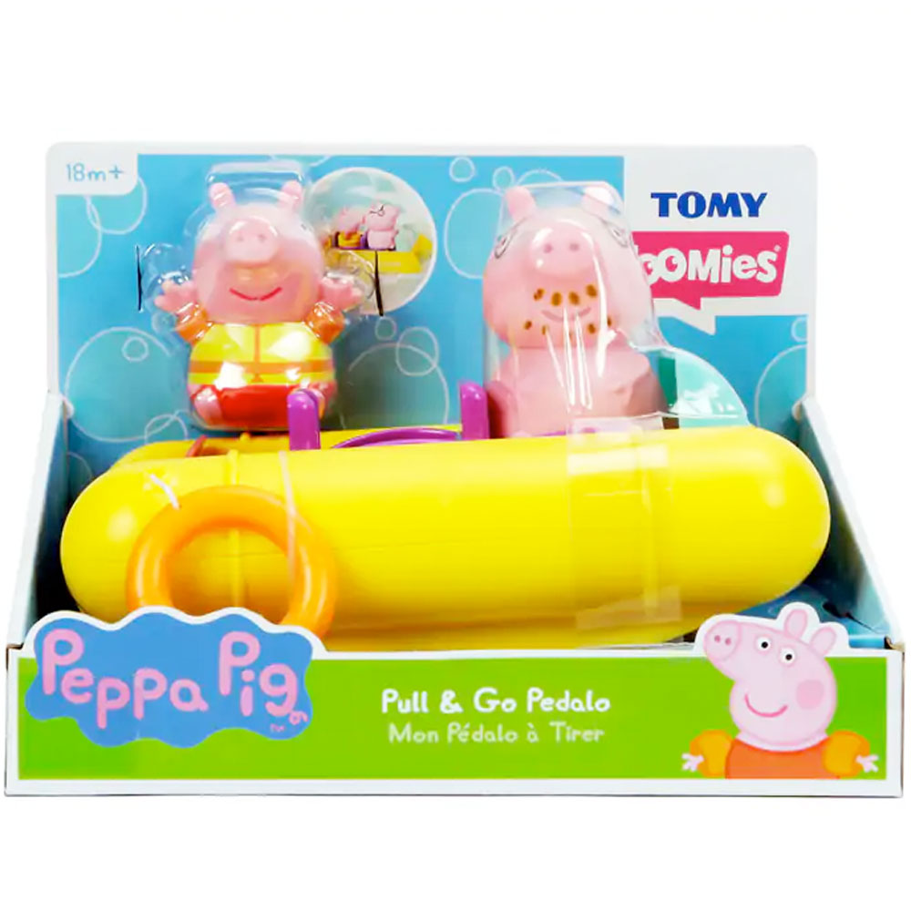 Tomy Peppa Pig Pull & Go Pedalo Boat Bath Toy & FREE Swim Cap