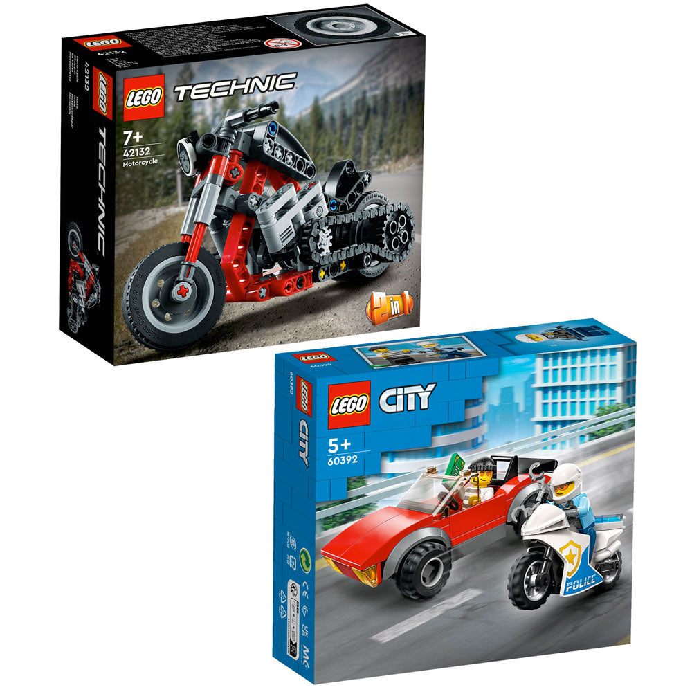 LEGO Value Pack - Technic 42132 Motorcycle & City 60392 Police Bike Car Chase