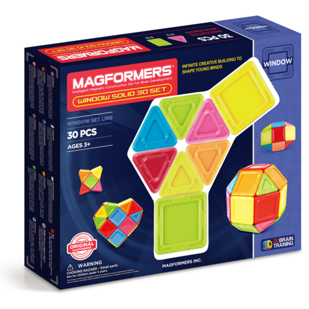 Magformers Window Solid 30 Piece Magnetic Construction Set in box packaging
