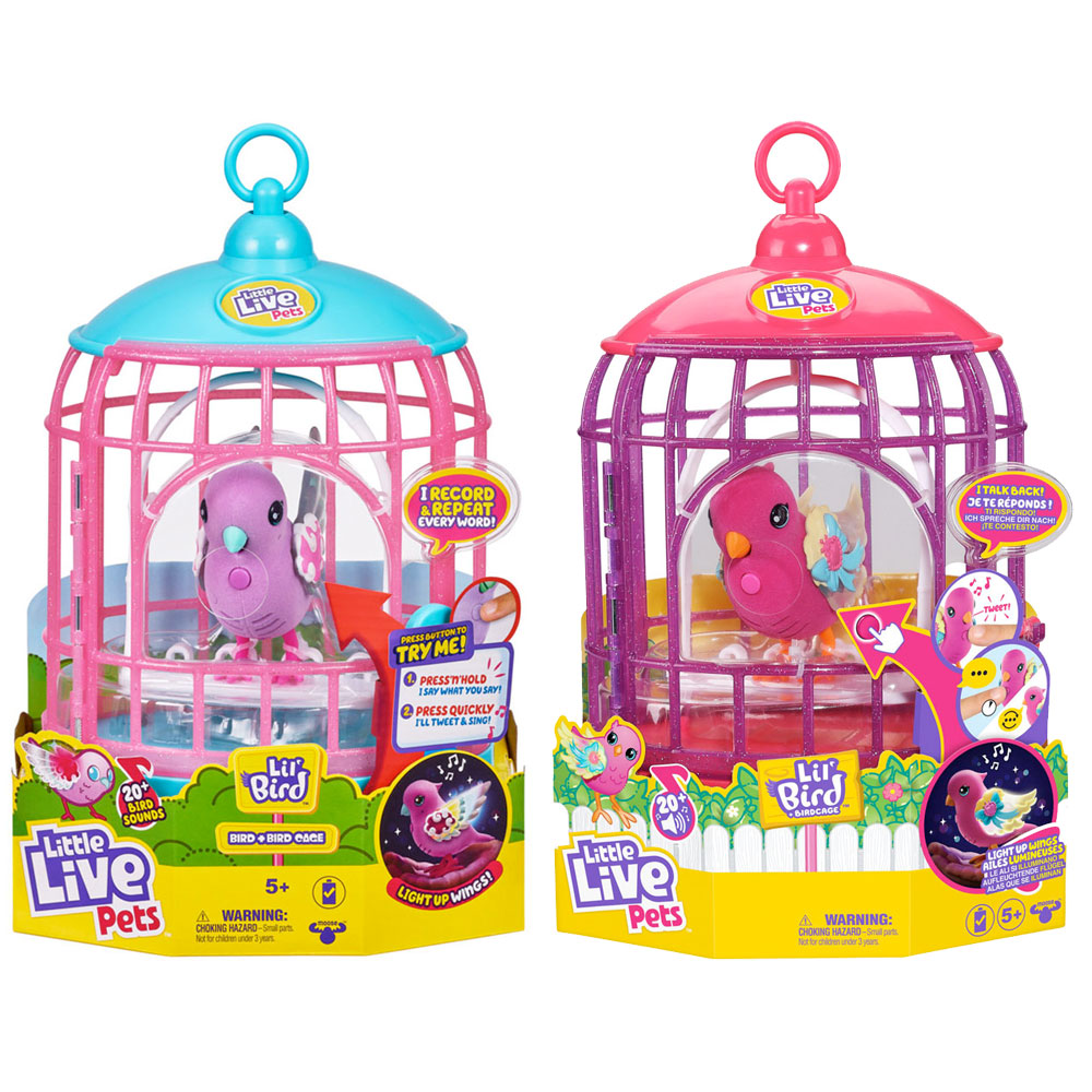 Moose Little Live Pets Lil Bird & Bird Cage Value Pack - Polly Pearl & Tiara Twinkles