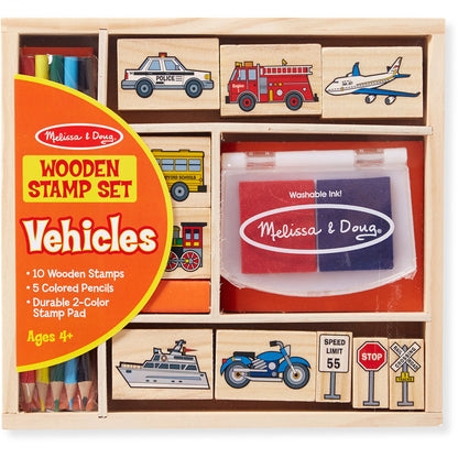 Children Wooden Toys Value Pack - Stamp Set & Teaching Clock