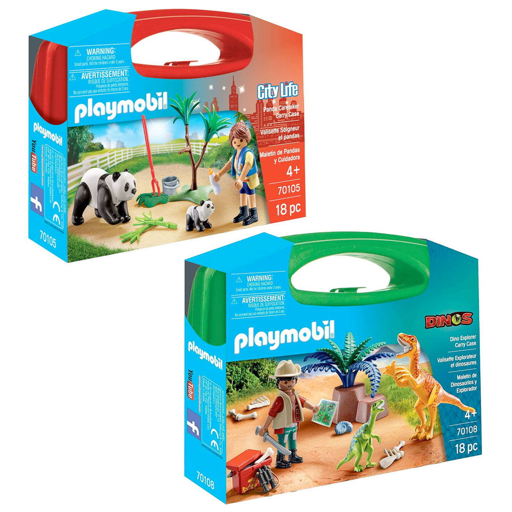Playmobil Carry Case Value Pack - Panda Caretaker & Dino Explorer