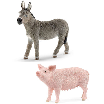 Schleich Farm World Donkey & Pig Animal Figurines Value Pack