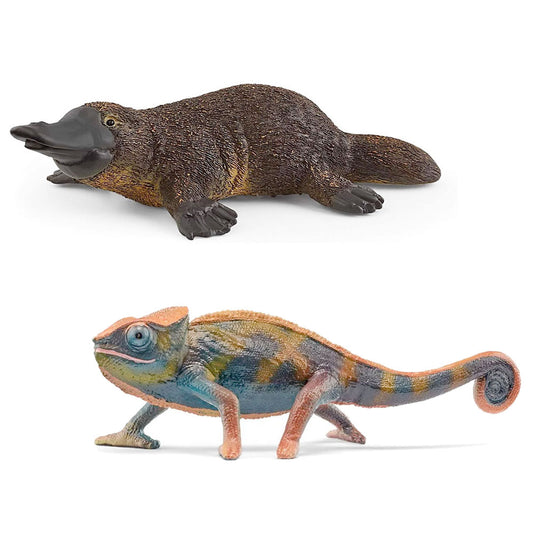 Schleich Wild Life Animal Figurines Platypus & Chameleon Value Pack