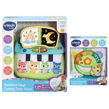 VTech Tummy Time Piano & Tambourine Musical Toys Value Pack