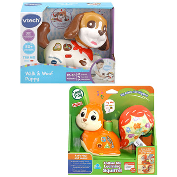 Children Pull-Along Puppy & Learning Squirrel Educational Toys Value Pack
