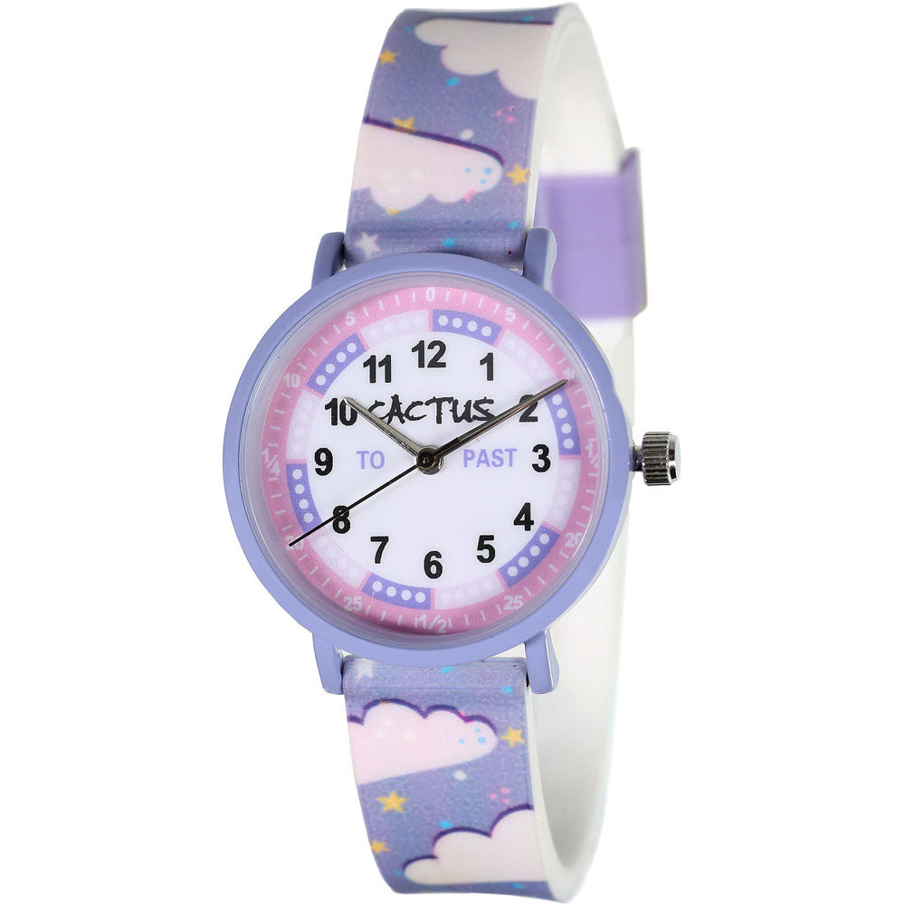 Cactus Primary Time Teacher Watch - Purple Rainbows