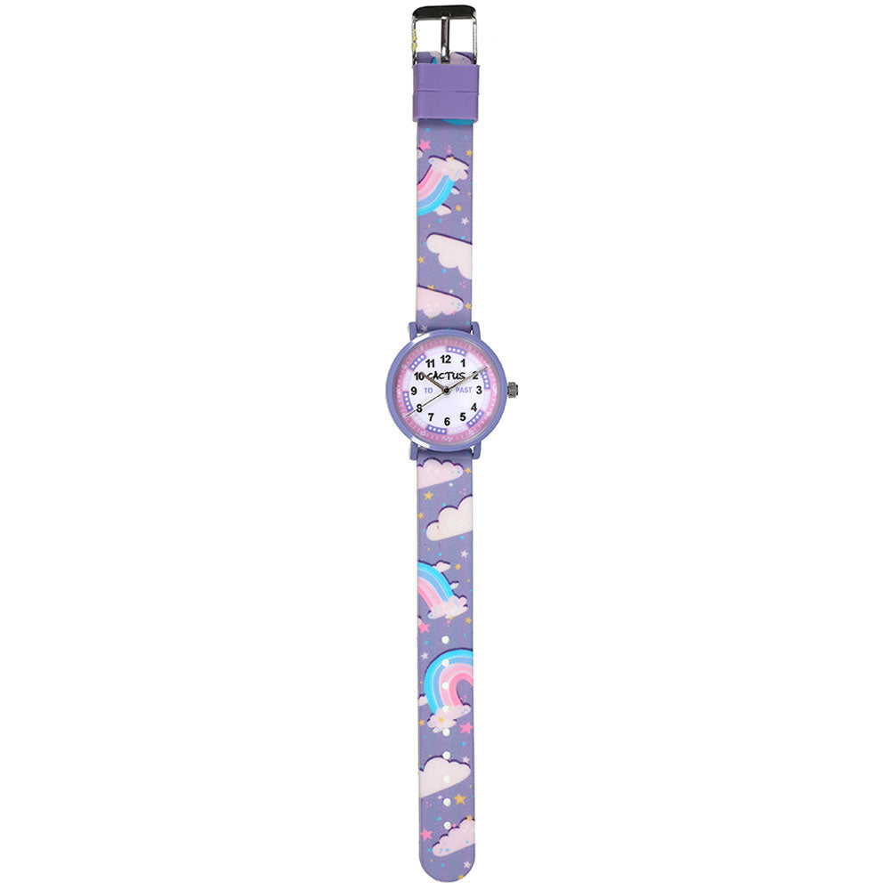 Cactus Primary Time Teacher Watch - Purple Rainbows