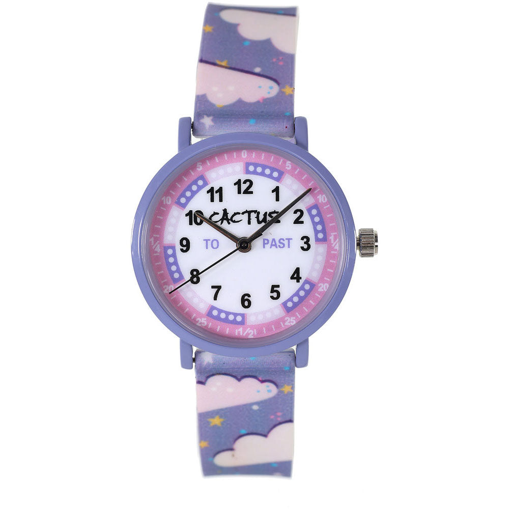 Cactus Primary Time Teacher Watch - Purple Rainbows