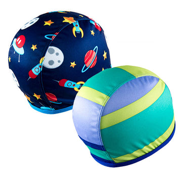 Neutral Green and Rockets Swim Caps Value Pack from Floaties for 1-3 years