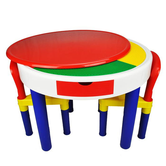 Aussie Baby 2-in-1 Block Building Round Table and Chairs Set
