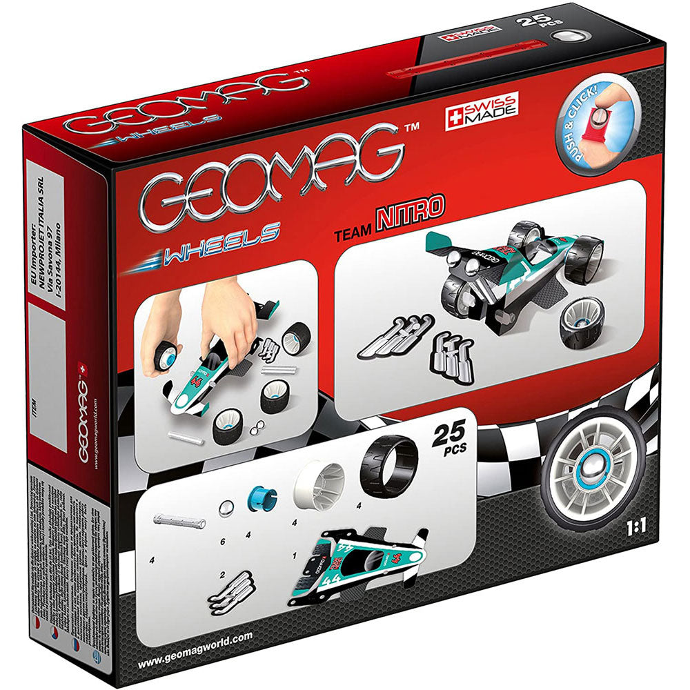 Classic Wheels Team Nitro 25 Piece Magnetic Construction Set by Geomag for kids aged 5 years and up