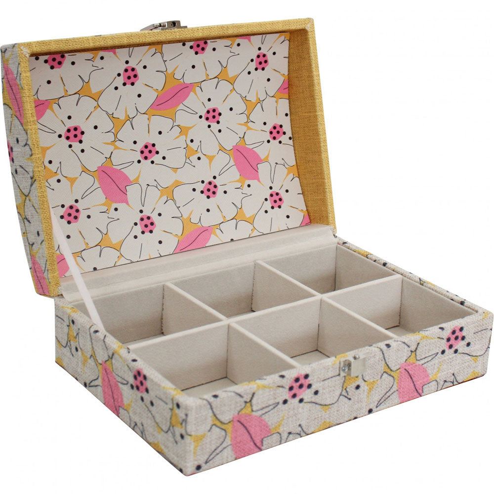 LaVida Linen & MDF Wooden Jewellery Storage Box Summer