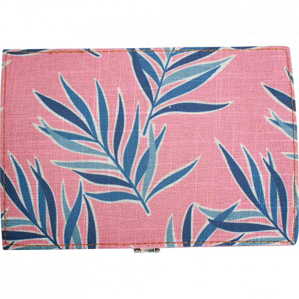 LaVida Linen & MDF Wooden Jewellery Storage Box Pink Ferns