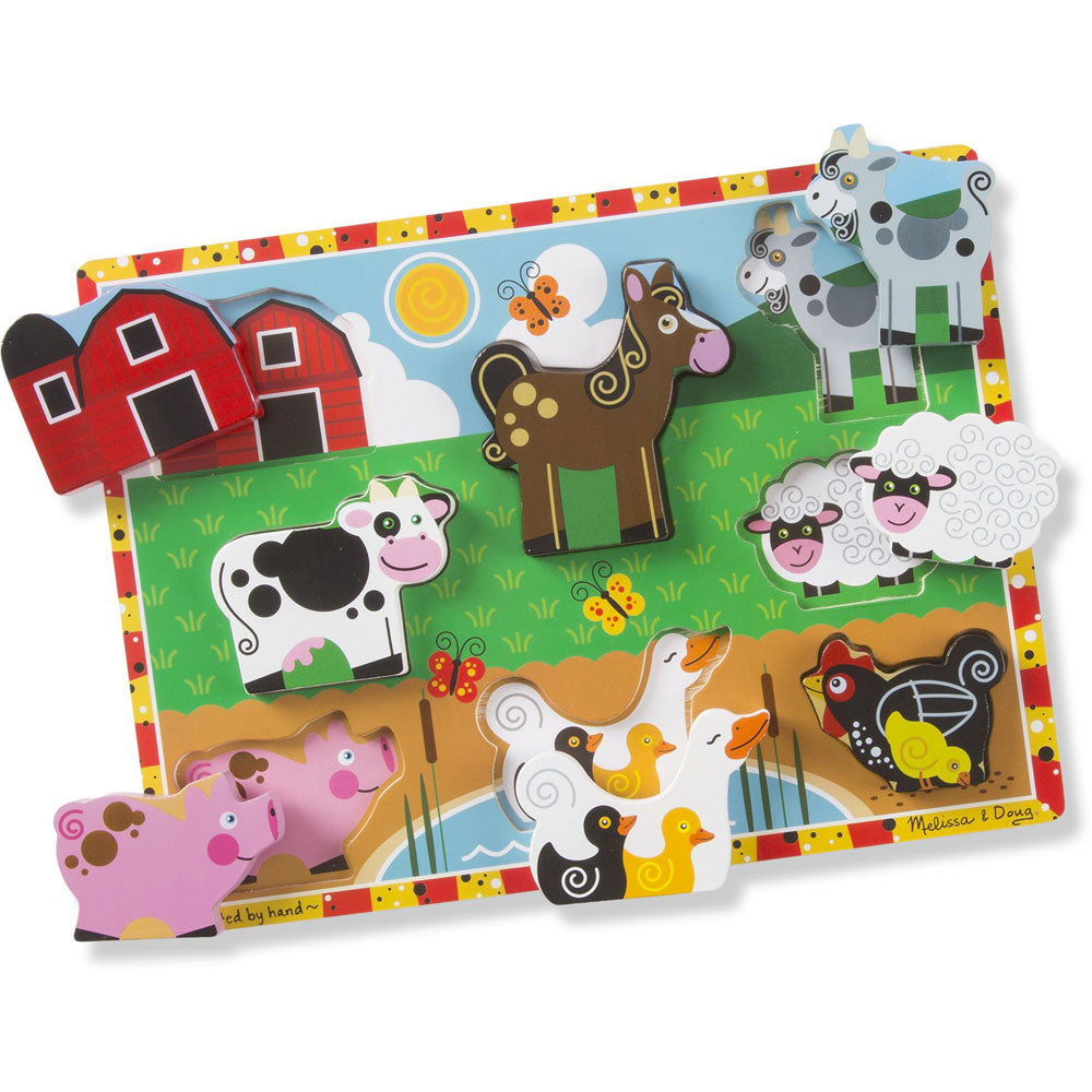 Melissa & Doug Wooden Chunky Puzzle Value Pack: Safari Animals + Farm Animals