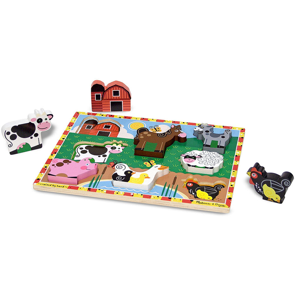 Melissa & Doug Wooden Chunky Puzzle Value Pack: Safari Animals + Farm Animals