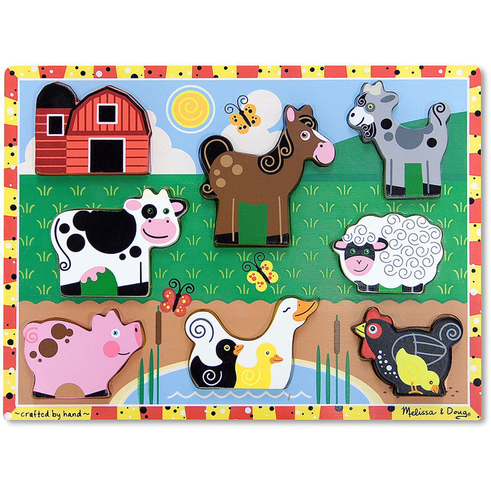 Melissa & Doug Wooden Chunky Puzzle Value Pack: Safari Animals + Farm Animals