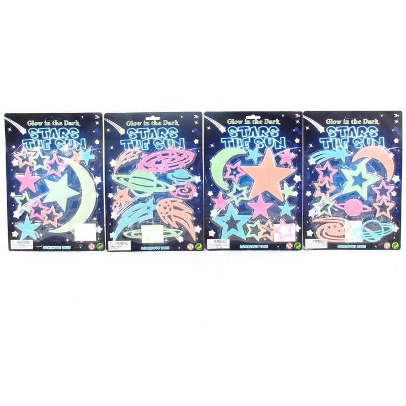 Glow in the Dark Moon & Stars Wall Stickers 9-14pcs Assortment