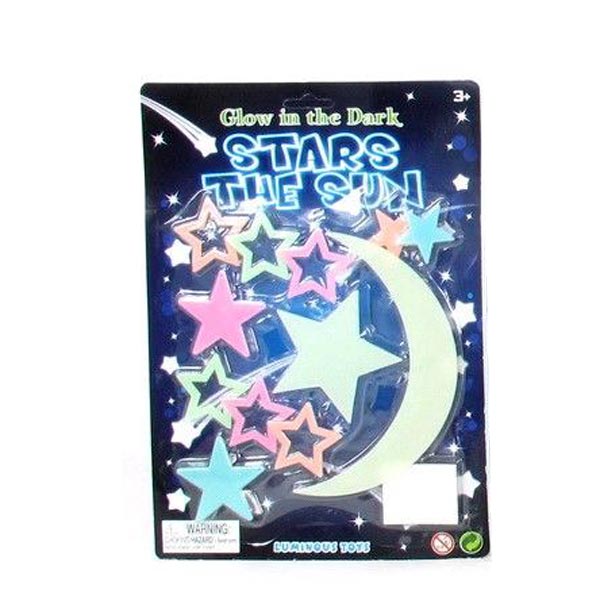 Glow in the Dark Moon & Stars Wall Stickers 9-14pcs Assortment Value Pack - Set of 5