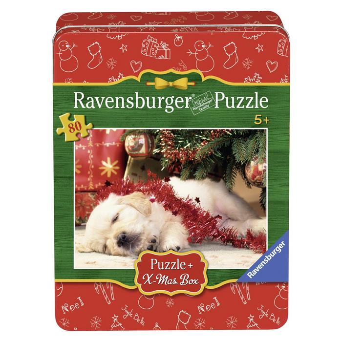 Ravensburger Christmas Tin Box 80pc Puzzle Value Pack - Dog & Cat