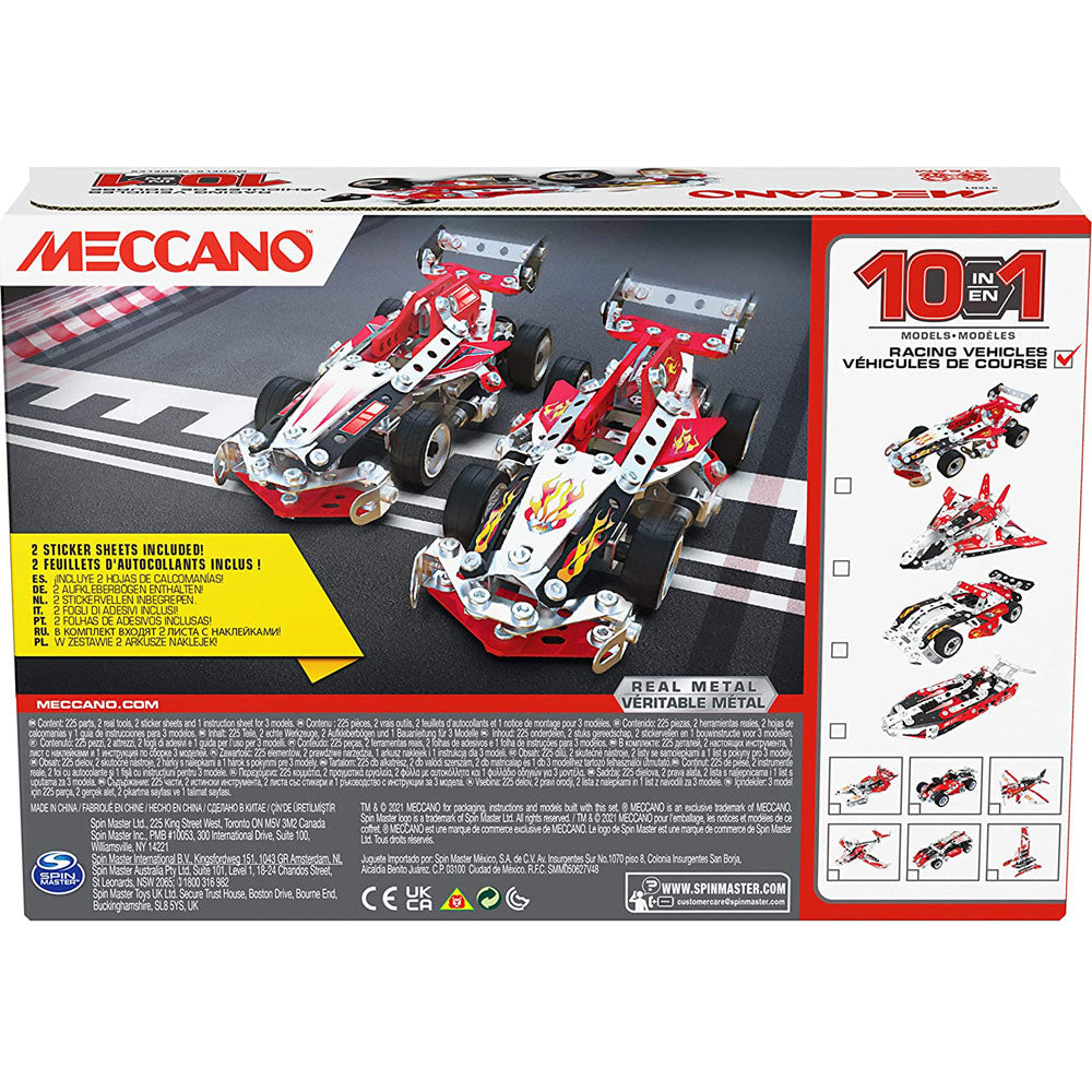 Meccano 10 Model Set 21201 Racing Vehicle Building Kit