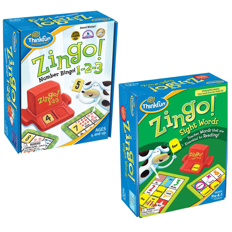 ThinkFun Zingo Game Value Pack: 123 Number Bingo + Sight Words