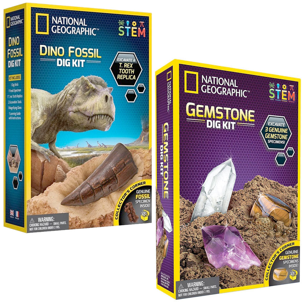 National Geographic Science Value Pack: Dino Fossil + Gemstone