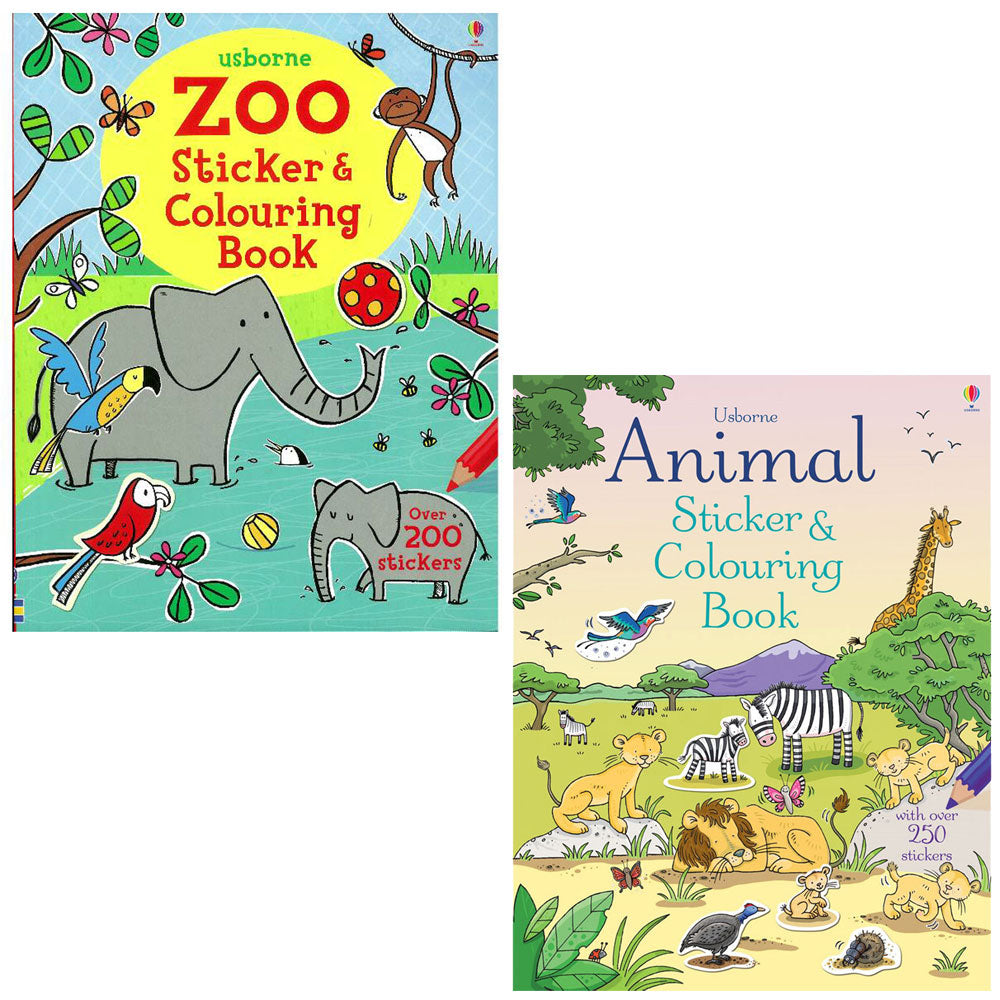 Usborne Sticker & Colouring Book Value Pack - Zoo & Animal