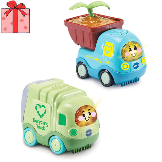 [DISCONTINUED] VTech Toot-Toot Drivers Eco-friendly Special Edition Value Pack: Gardening Truck + Recycling Truck + Gift Wrapping
