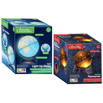 Australian Geographic Light Up Globe & Planetarium Star Globe Value Pack 