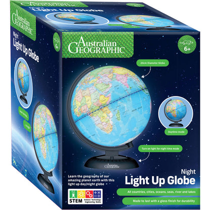 Australian Geographic 20cm Night Light Up Globe educational toy for children