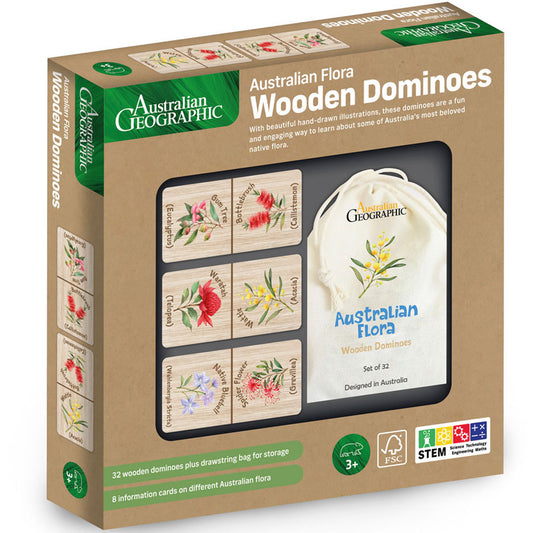 Australian Flora Wooden Dominoes game from Australian Geographic for kids aged 3 years and up