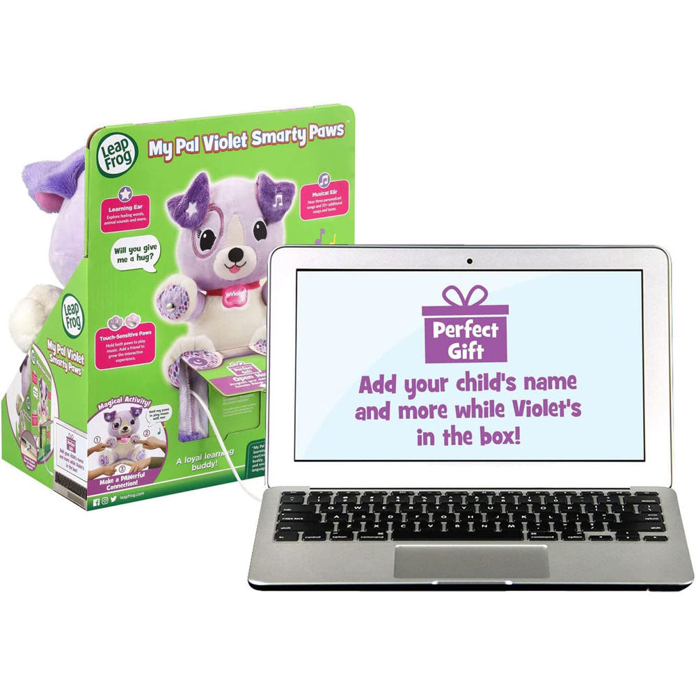 Connect Violet to your smart phone, tablet or computer for easy personalisation while she's still in the box!