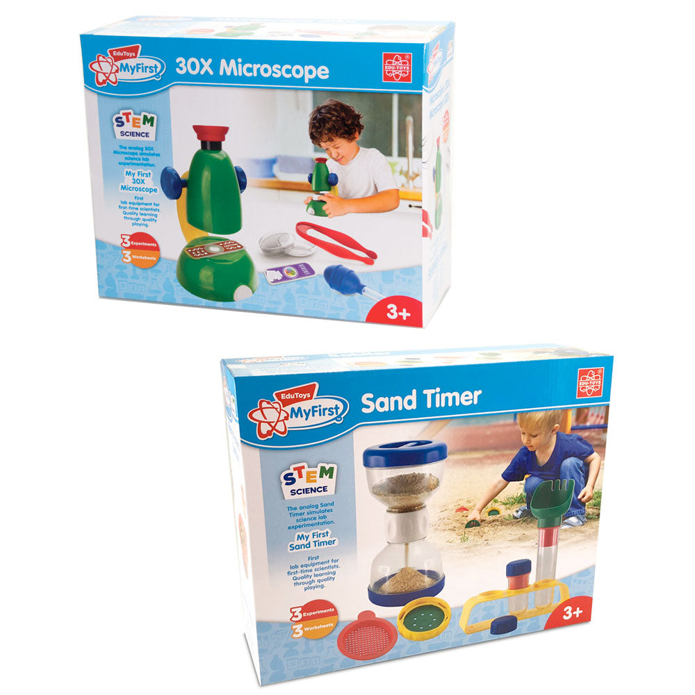 My First 30x Microscope & Sand Timer by Edu-Toys in box packaging