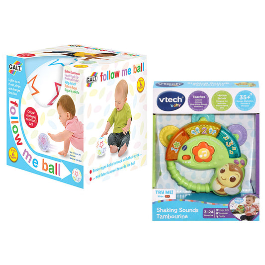 Galt Follow Me Ball & VTech Shaking Sounds Tambourine Value Pack