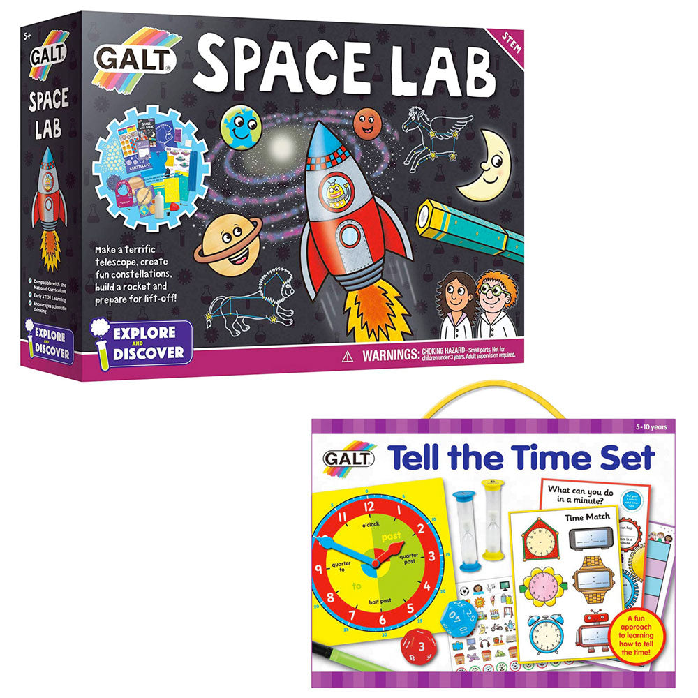 Galt Value Pack - Science Explore & Discover Space Lab & Tell The Time Set