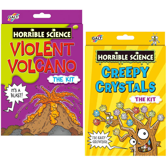 Violent Volcano & Creepy Crystals Horrible Science Kits by Galt Value Pack