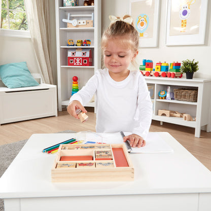 Children Wooden Toys Value Pack - Stamp Set & Teaching Clock