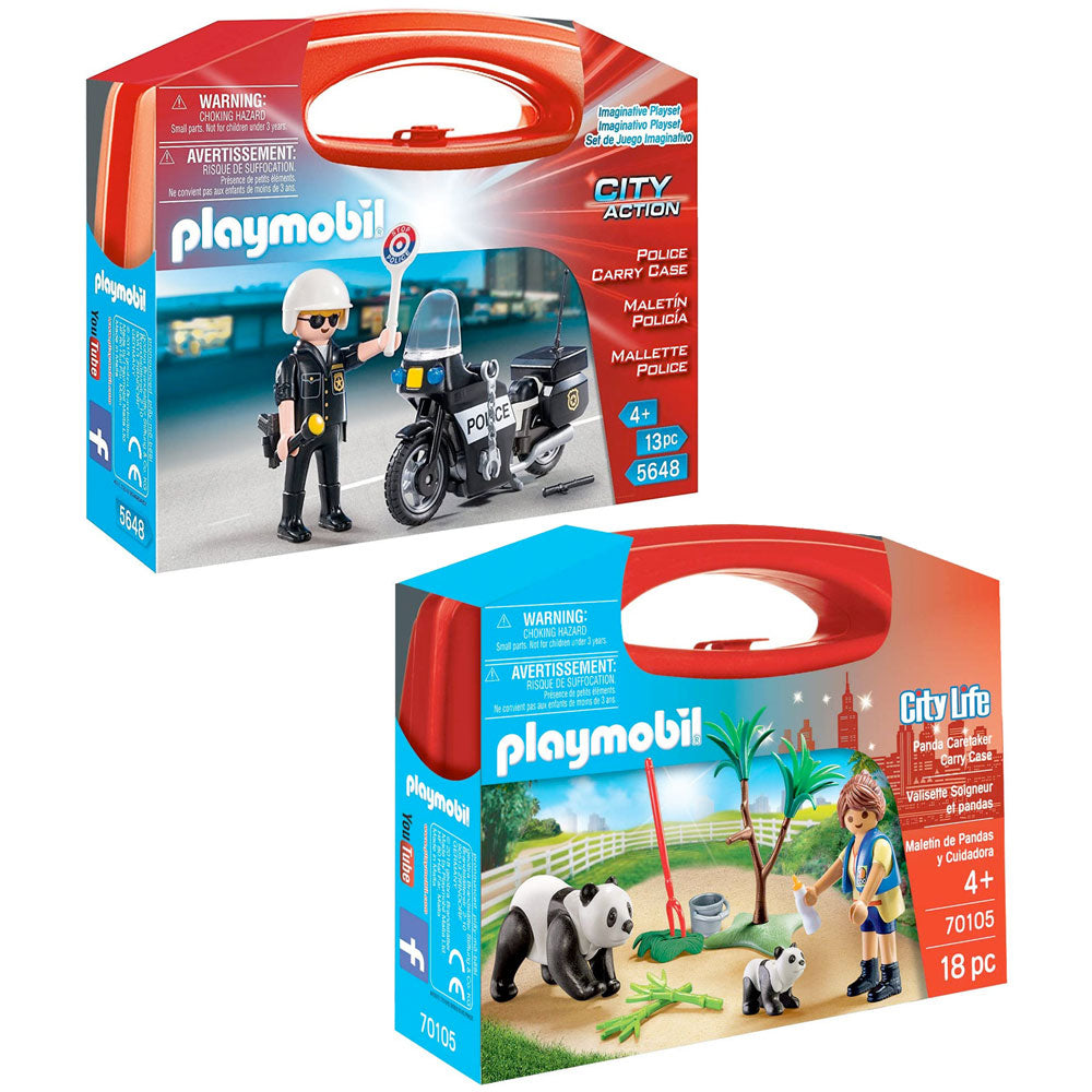 Playmobil City Police & Panda Caretaker Carry Cases Value Pack