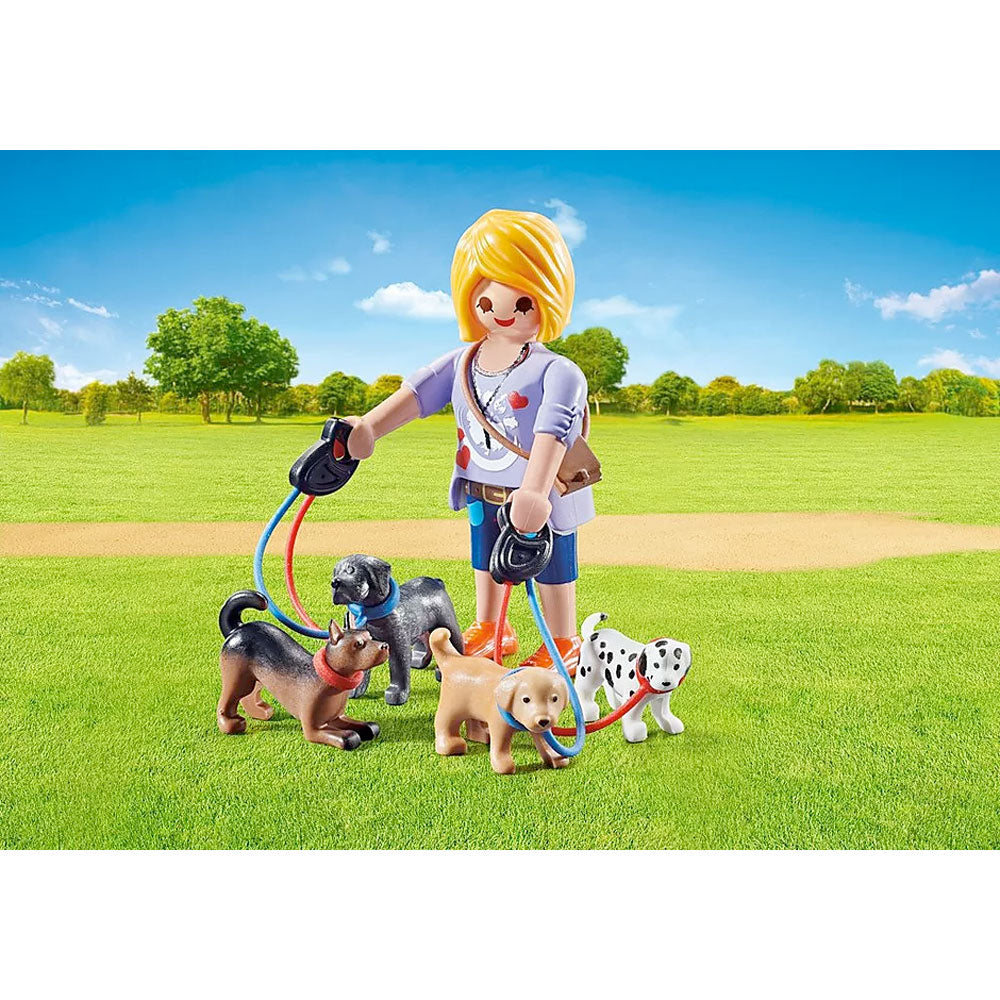 Playmobil City Life Dog Sitter Figure with four dogs for kids aged 4 years and up