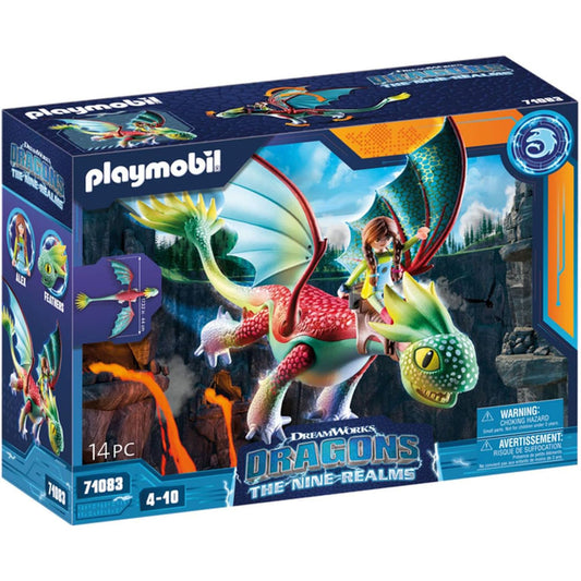 Feathers & Alex from Dragons Nine Realms theme by Playmobil in box packaging