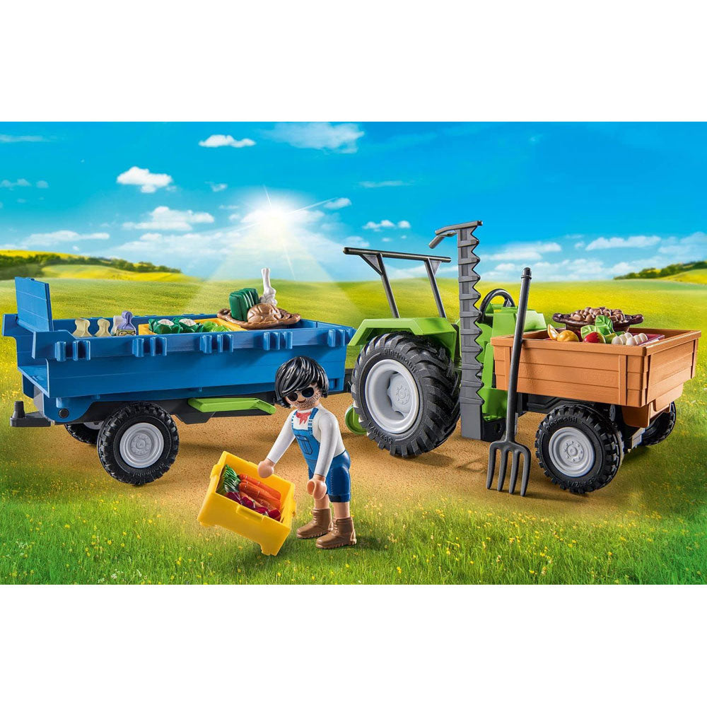 Tractor with Trailer Toy Playset from Country theme by Playmobil for kids aged 4 years and up