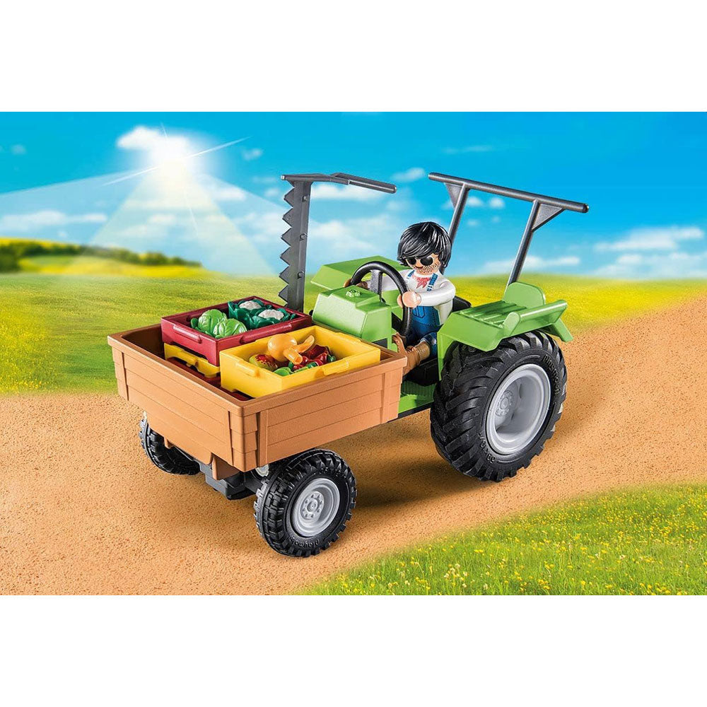 Tractor with Trailer Toy Playset from Country theme by Playmobil for boys and girls