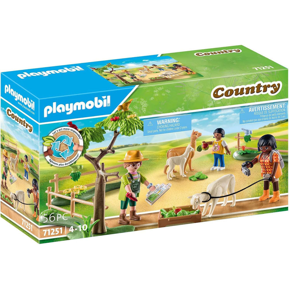 Alpaca Walk Toy Playset from Country theme by Playmobil in box packaging