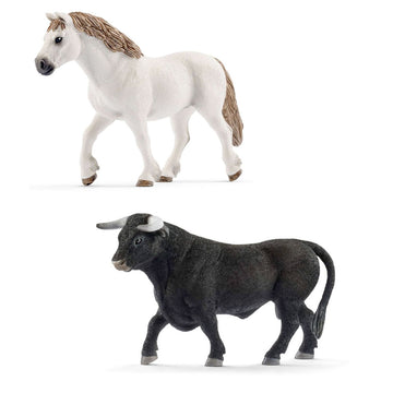 Farm World Welsh Pony & Black Bull Animal Figurines by Schleich Value Pack