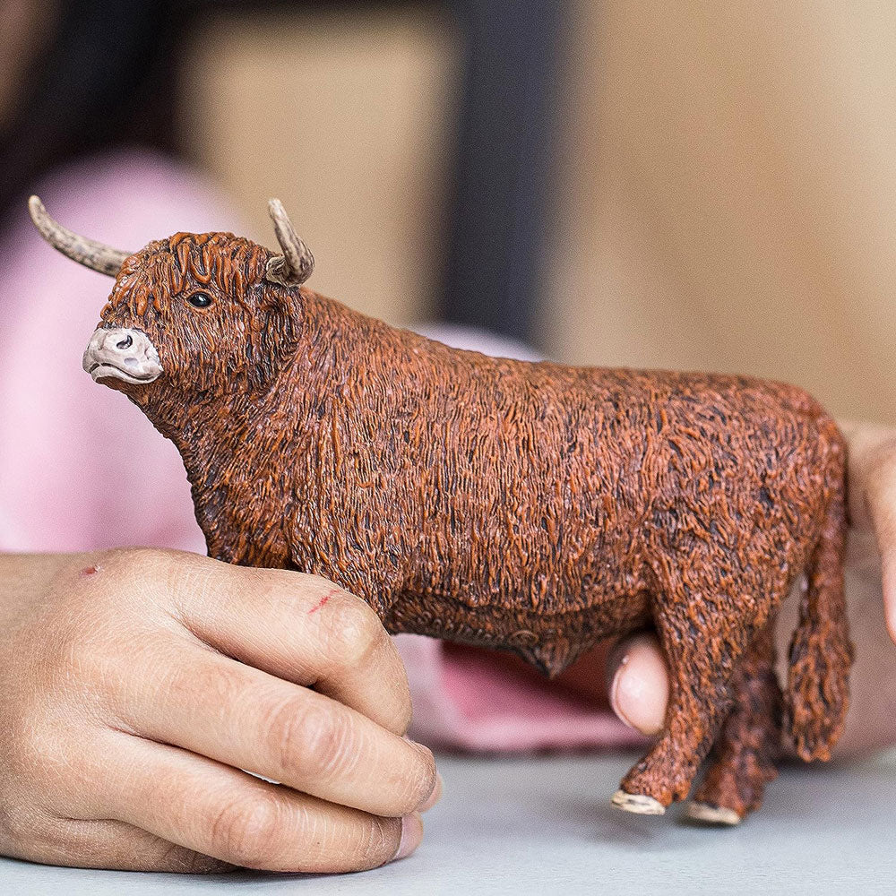 Hand painted Highland Bull Animal Figurine from Farm World by Schleich