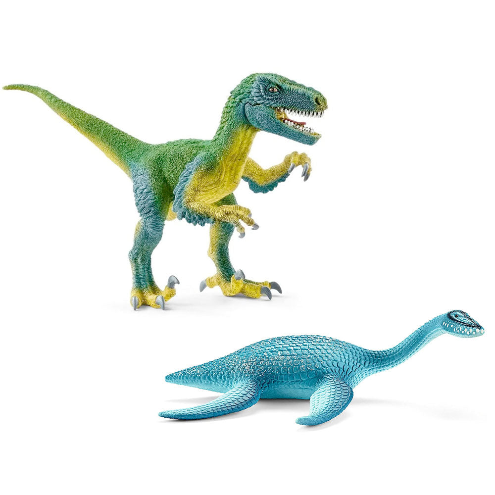 Velociraptor & Plesiosaurus Dinosaurs Animal Figurines by Schleich Value Pack